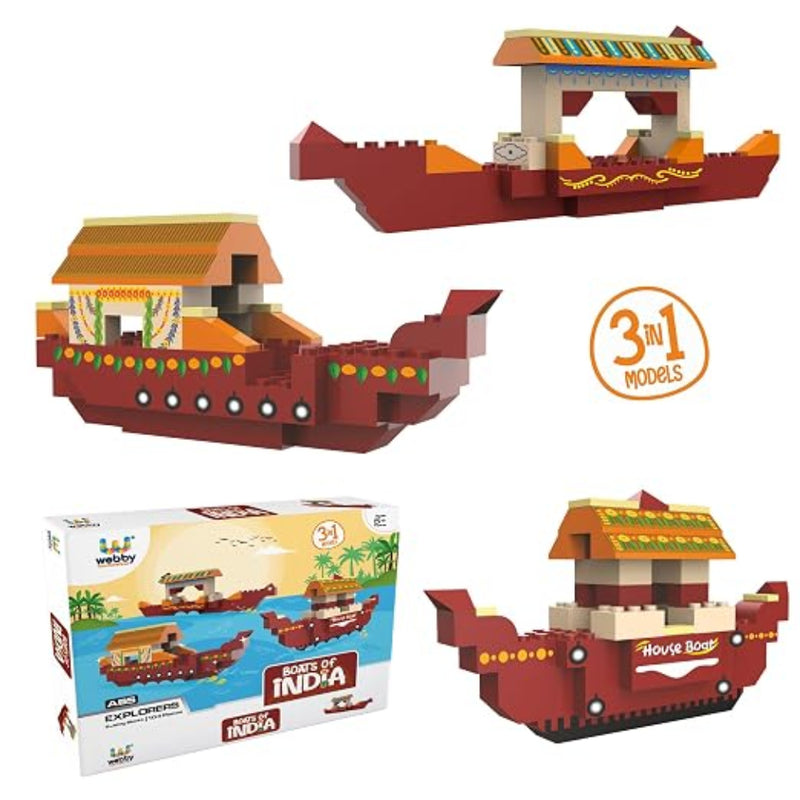 Webby 3 in 1 Boats Of India ABS Building Blocks Kit (104 Pcs)