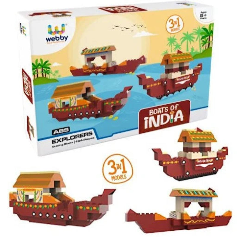 Webby 3 in 1 Boats Of India ABS Building Blocks Kit (104 Pcs)