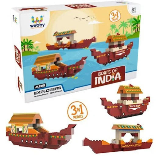 Webby 3 in 1 Boats Of India ABS Building Blocks Kit (104 Pcs)