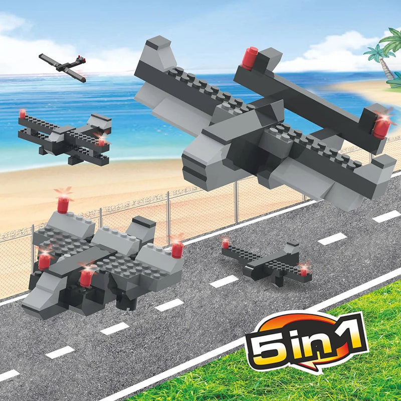 Webby 5 in 1 Fighter Planes ABS Building Blocks Kit (112 pcs)
