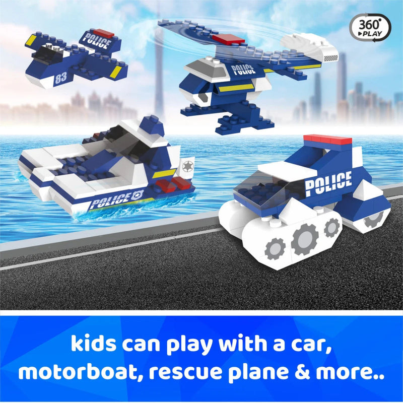 Webby 6 in 1 Police ABS Building Blocks Kit (169 Pcs)