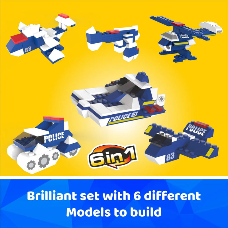 Webby 6 in 1 Police ABS Building Blocks Kit (169 Pcs)