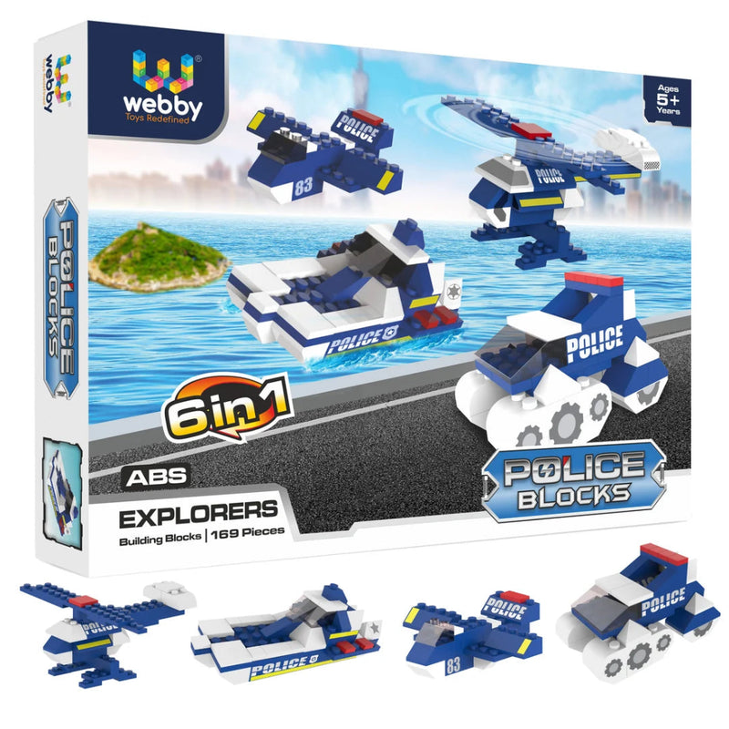 Webby 6 in 1 Police ABS Building Blocks Kit (169 Pcs)