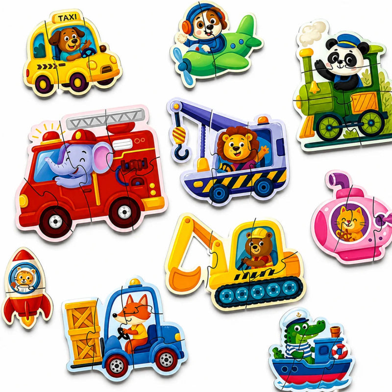 Webby Level Up Jigsaw Puzzle For Kids – Transportation, Animals & Wild Animals
