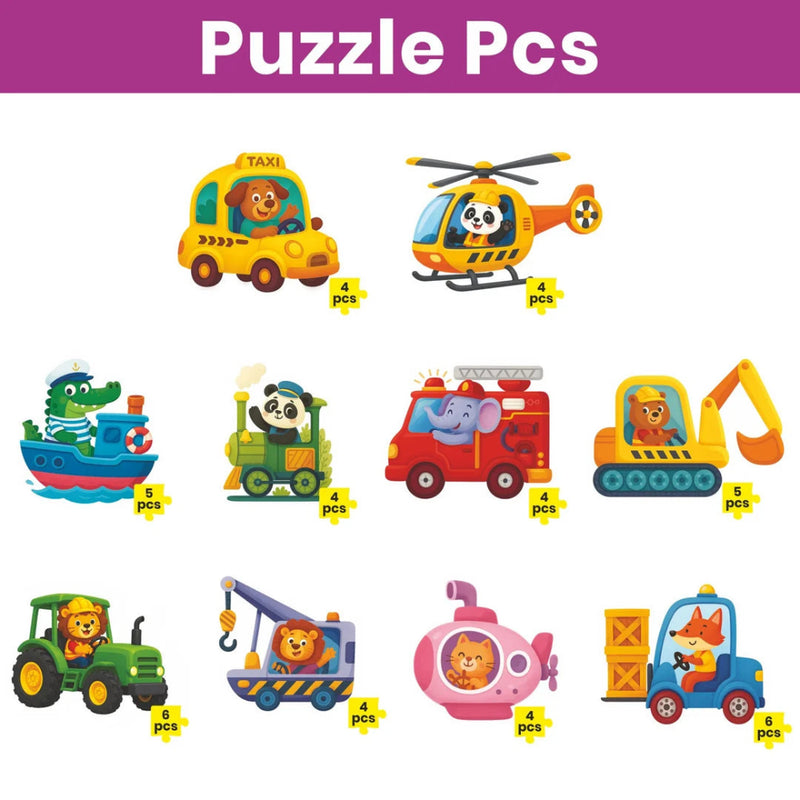 Webby Level Up Jigsaw Puzzle For Kids – Transportation, Animals & Wild Animals