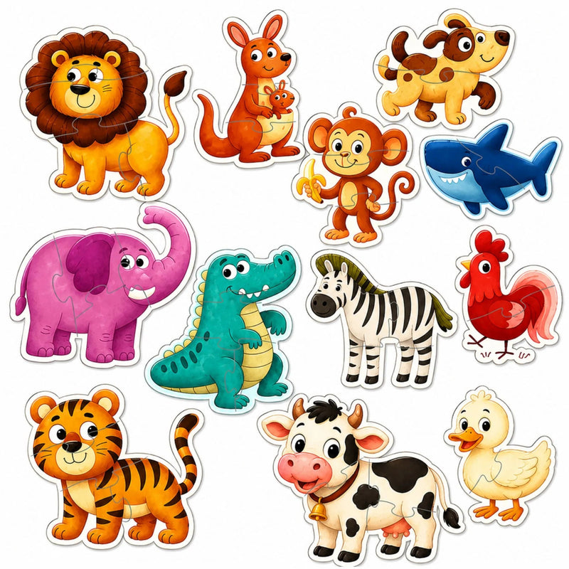 Webby Level Up Jigsaw Puzzle For Kids – Transportation, Animals & Wild Animals