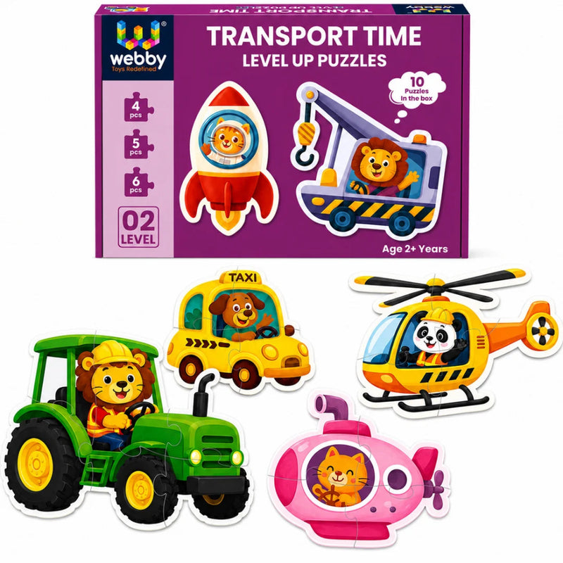 Webby Level Up Jigsaw Puzzle For Kids – Transportation, Animals & Wild Animals