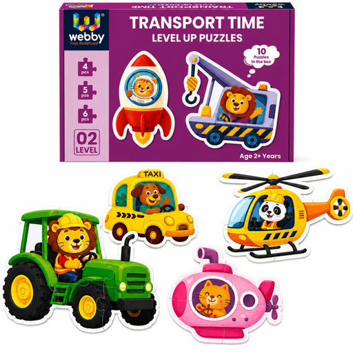 Webby Level Up Jigsaw Puzzle For Kids – Transportation, Animals & Wild Animals
