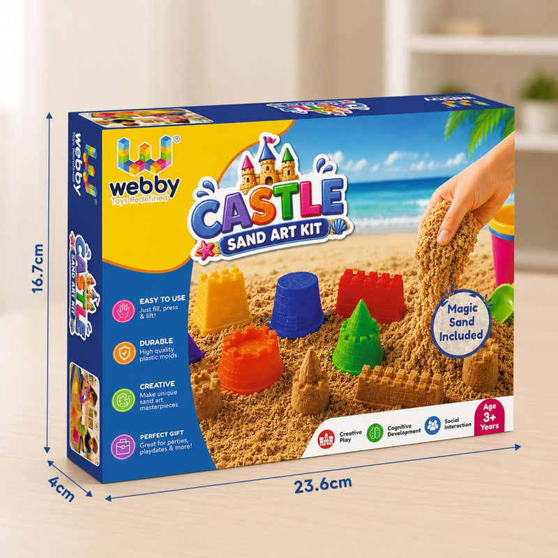 Webby Magic Sand Art Kit With Ocean And Castle Moulds For Creative Sand Play