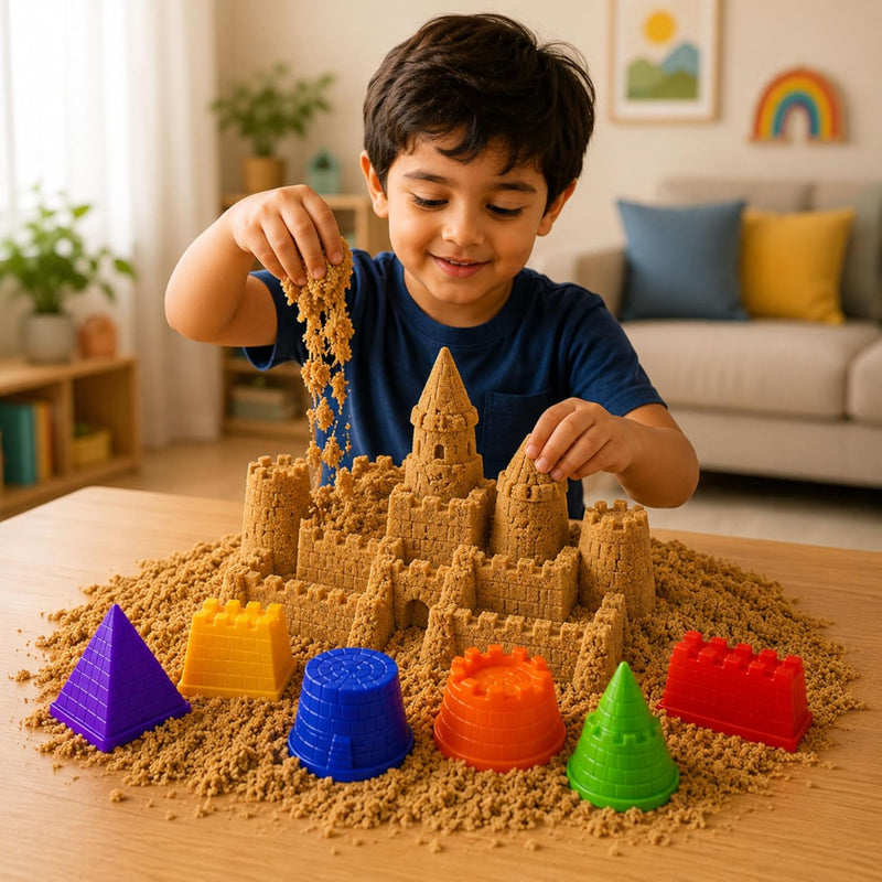Webby Magic Sand Art Kit With Ocean And Castle Moulds For Creative Sand Play