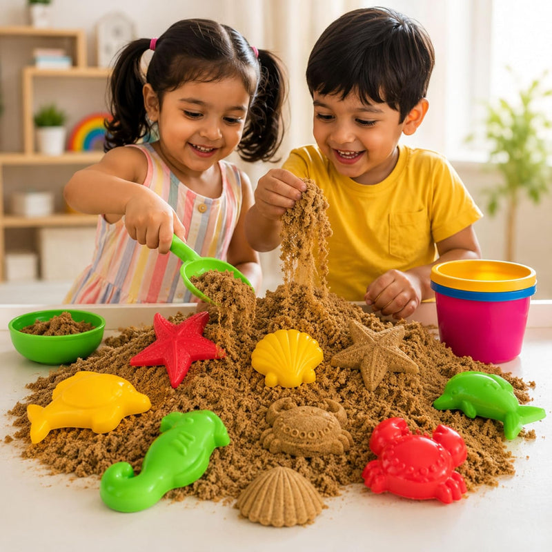 Webby Magic Sand Art Kit With Ocean And Castle Moulds For Creative Sand Play
