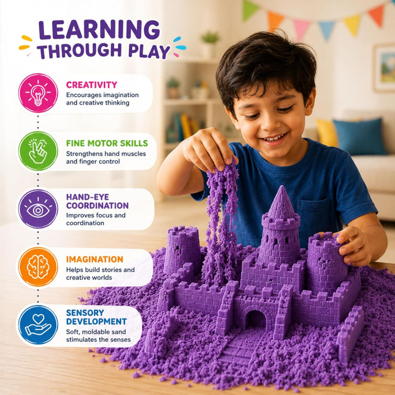 Webby Magic Sand Art Kit With Ocean And Castle Moulds For Creative Sand Play