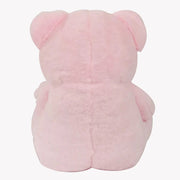 Webby Plush Cute Sitting Teddy Bear Soft Toys with Neck Bow and Foot Print Pink 35 cm