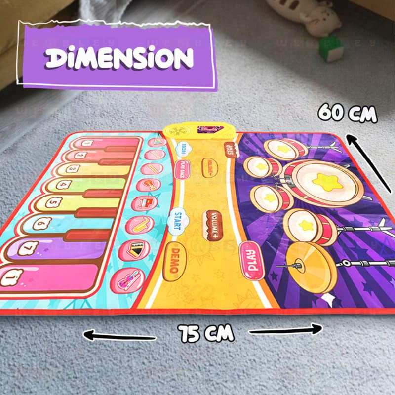 Wembley 2 in 1 Musical Mat for Kids Baby Piano Play