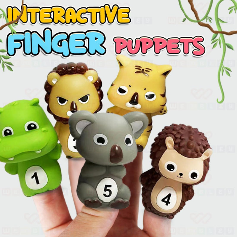 Wembley 5 Pcs Wild Animal Finger Puppet Toy for Kids