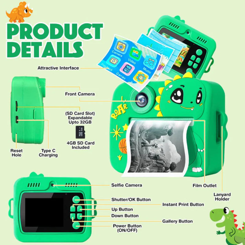 Wembley Dino Print Camera Green