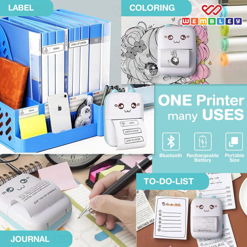 Wembley Kitty Mini Bluetoth Printers - Blue