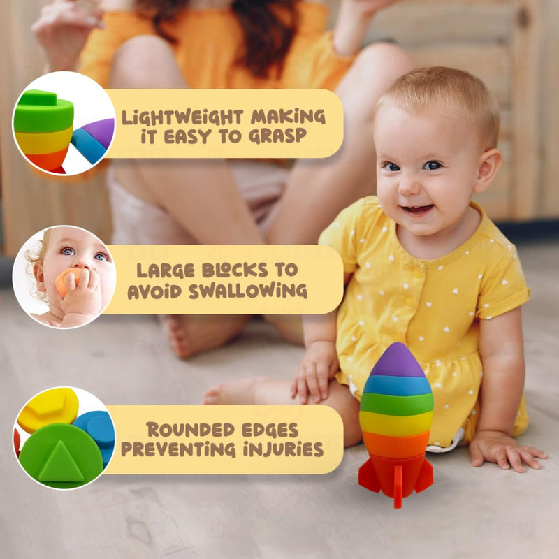 Wembley Rocket Stacking Toy Soft Silicone Educational Baby Toys