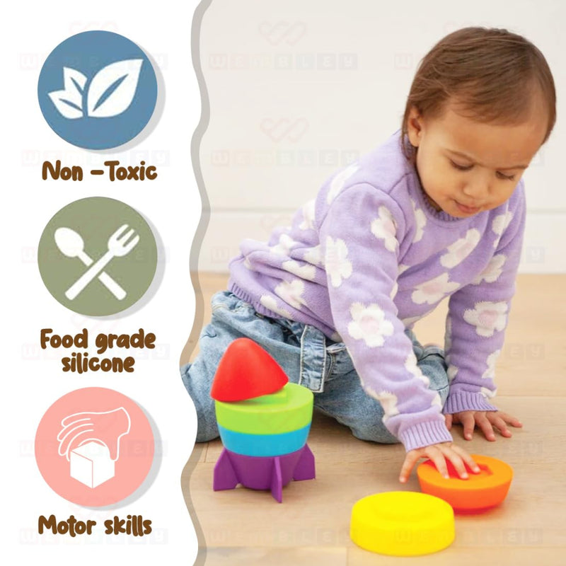 Wembley Rocket Stacking Toy Soft Silicone Educational Baby Toys
