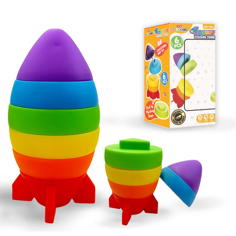 Wembley Rocket Stacking Toy Soft Silicone Educational Baby Toys