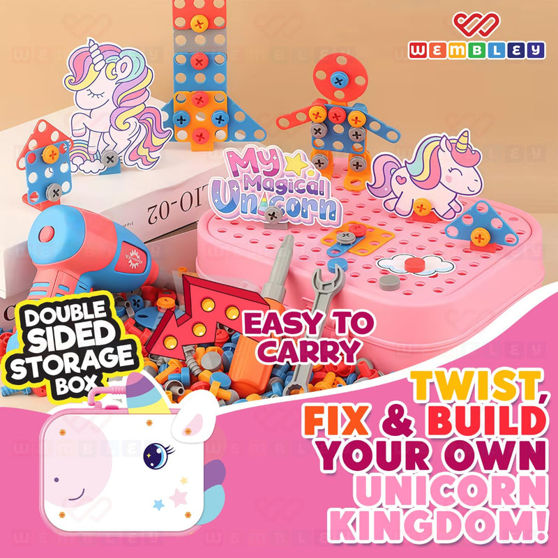 Wembley Unicorn 3D Screw Puzzle Toy Set