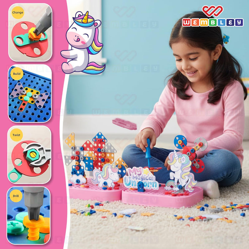 Wembley Unicorn 3D Screw Puzzle Toy Set