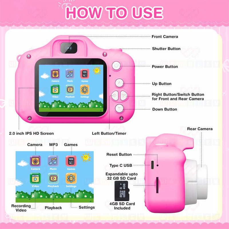 Wembley Unicorn 48MP Kids Digital Camera with Video Recorder