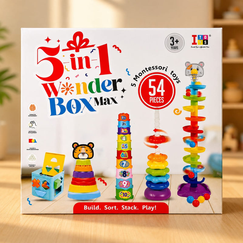 Itoys 5 In 1 Wonder Box Montessori Toy Set - 54 Pieces