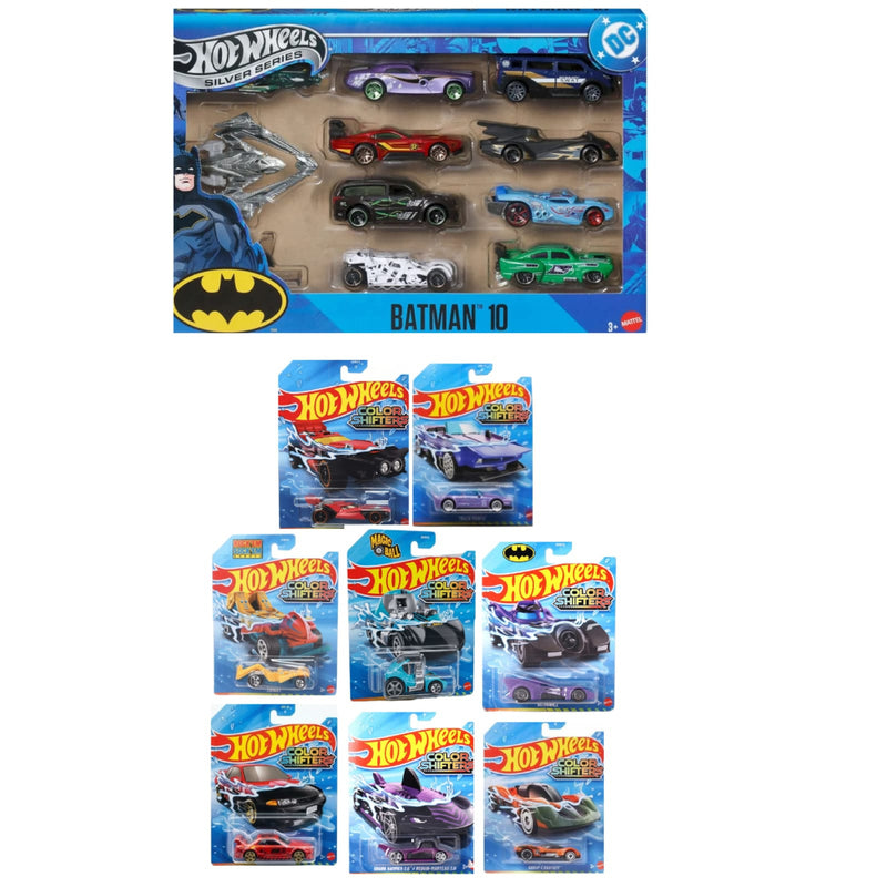 Hot Wheels 2026 Color Shifter Set of  8+ Silver Series Batman Collection Pack of 10 Cars
