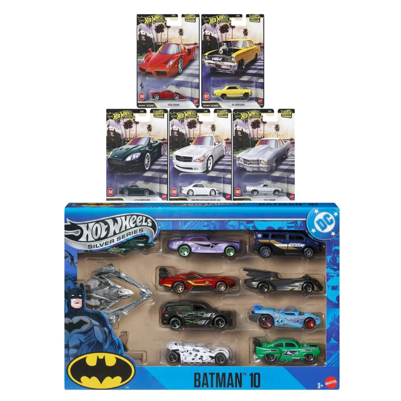 Hot Wheels 2026 Boulevard Premium Diecast Car Set of 5+ Batman Collection Pack of 10 Cars