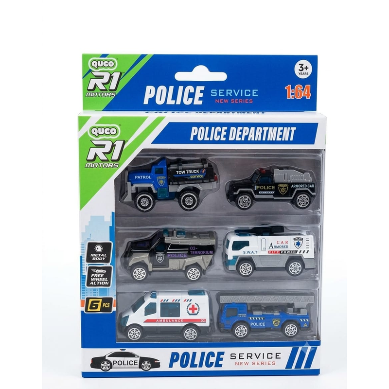 K.V Toys Quco R1 Motors 1:64 Die-Cast Emergency & Military Vehicle Set Collection