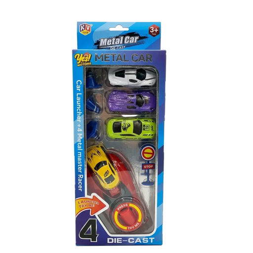 KV Toys Rapid Launcher High Speed Car Set-4 Pcs -Multi Color
