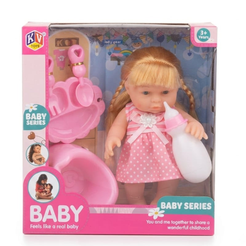 KV Toys Baby Toy Set with Doll and Feeding Bottle-Multicolor