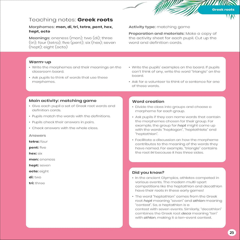 Where Words Come From Activities