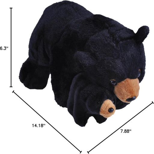 Wild Republic Mom & Baby Black Bear Plush, Stuffed Animal, Plush Toy, Gifts for Kids, 15"-Soft Toy-Wild Republic-Toycra