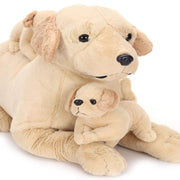 Wild Republic Paws Laying Jumbo Lab & Babies Yellow - 72.5cm Length