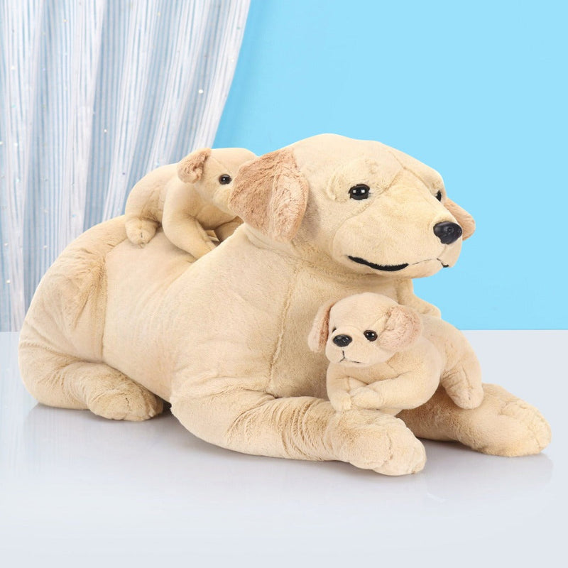 Wild Republic Paws Laying Jumbo Lab & Babies Yellow - 72.5cm Length