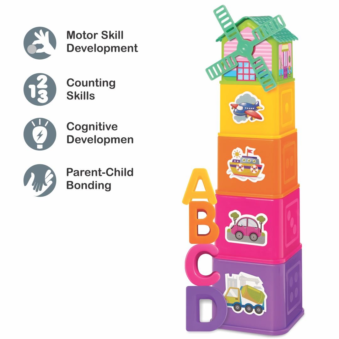 Windmill ABC Tower - Stacking & Nesting Cube for Age 12 Months & Above ...