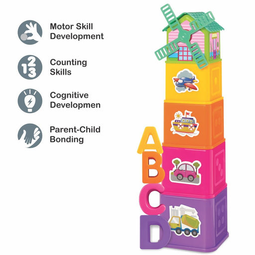Windmill ABC Tower - Stacking & Nesting Cube for Age 12 Months & Above-simple-Toymate-Toycra