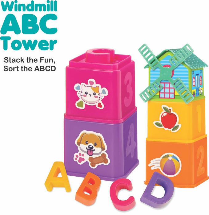 Windmill ABC Tower - Stacking & Nesting Cube for Age 12 Months & Above-simple-Toymate-Toycra