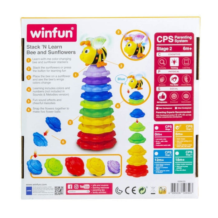 Winfun Stack 'N Learn Bee and Sunflowers-Musical Toys-Winfun-Toycra