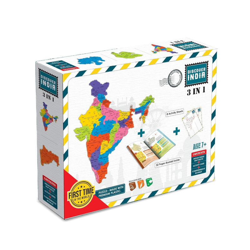 Zephyr Discover India 3 in1 - Map Puzzle
