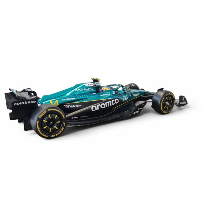 Bburago Aston Martin AMR25 Formula Race Diecast Car with Helmet