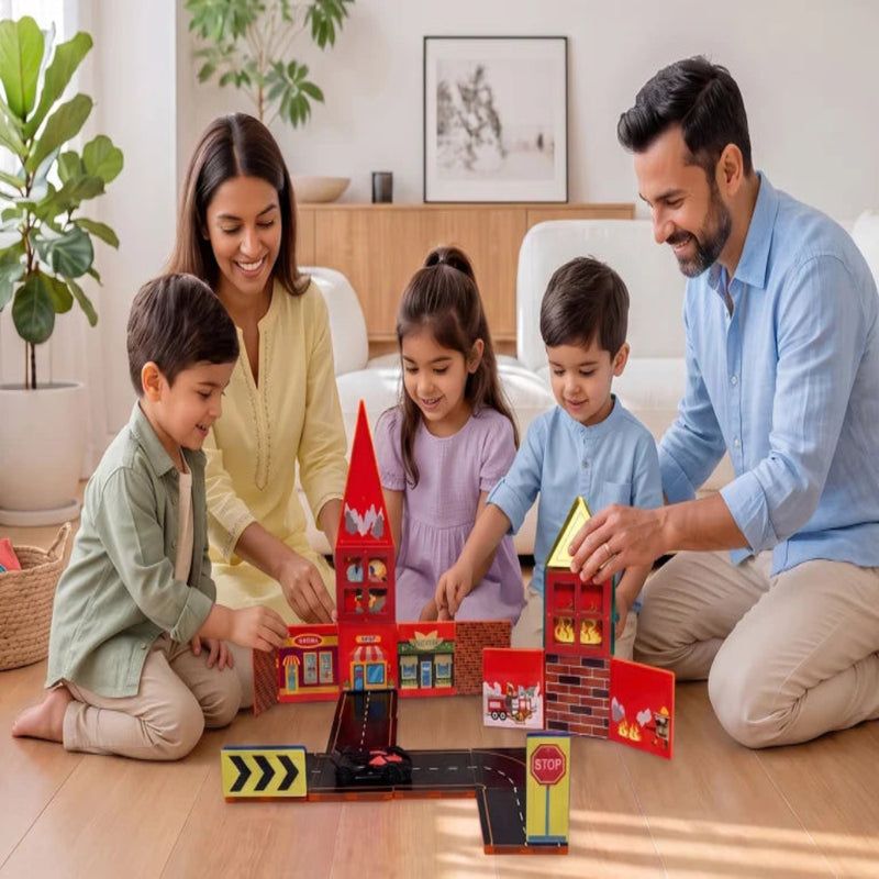 ITPlay Fire Rescue City Theme Build Magnetic tiles – 32 Pcs Set