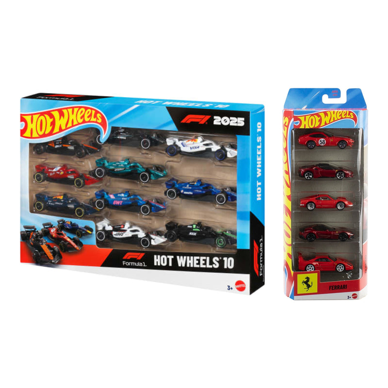 Hot Wheels Ferrari Cars Pack of 5+ Formula F1 Set of 10 Combo cars