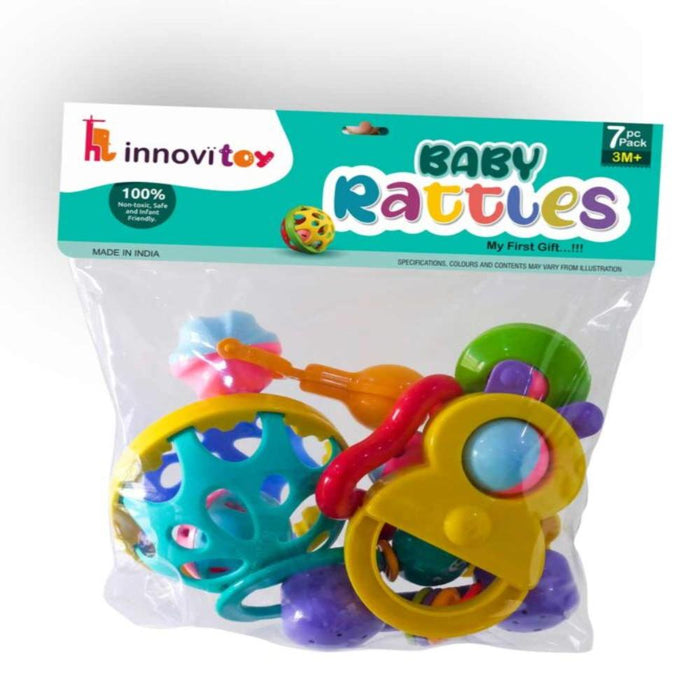 innovitoy 7 pc Rattle Set ( Multi Color)-Infant Toys-Innovitoy-Toycra