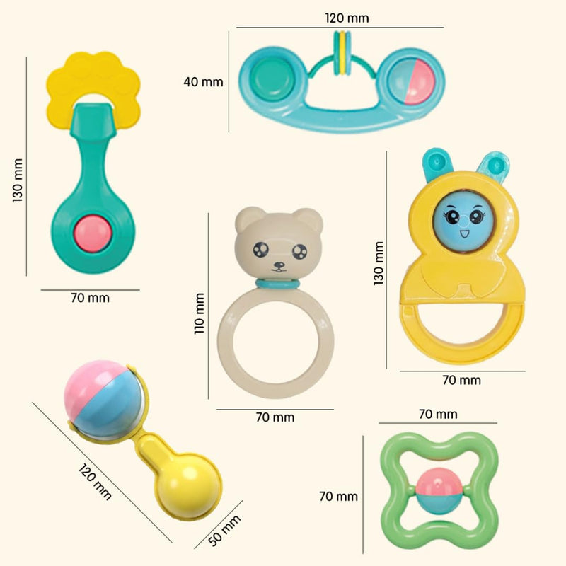 innovitoy My First Premium Gift Rattle Set Pack of 6 - Multi Color