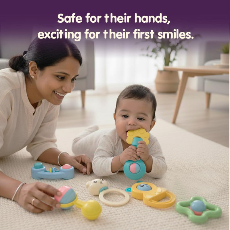 innovitoy My First Premium Gift Rattle Set Pack of 6 - Multi Color
