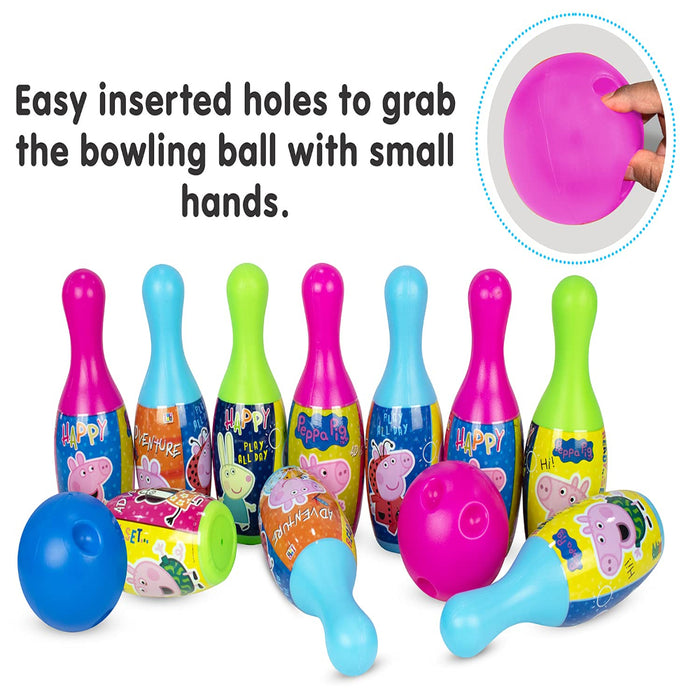 itoys Peppa Pig Bowling Game for Kids 10 Pin 2 Balls Bowling Set for Kids -Multi Color-Outdoor Toys-Itoys-Toycra