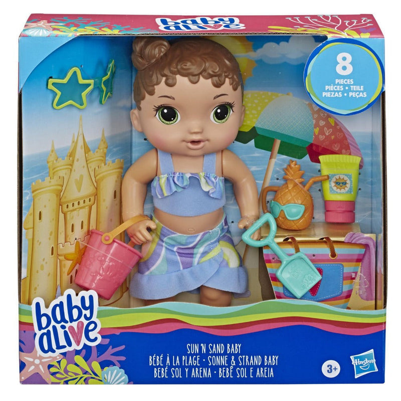 Baby Alive Sun N Sand Baby Doll Brown Hair With Beach Outfit